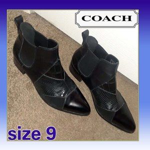 COACH size 9 Patchwork Leather Black ankle boots